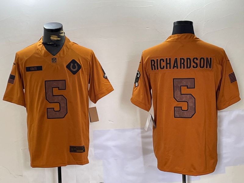 Men Indianapolis Colts #5 Richardson Nike Orange 2024 Salute to Service Limited NFL Jersey->new york yankees->MLB Jersey